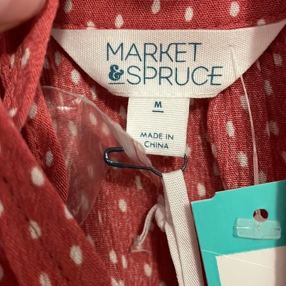 Coral polka dots with tie neck - Picture 3 of 4